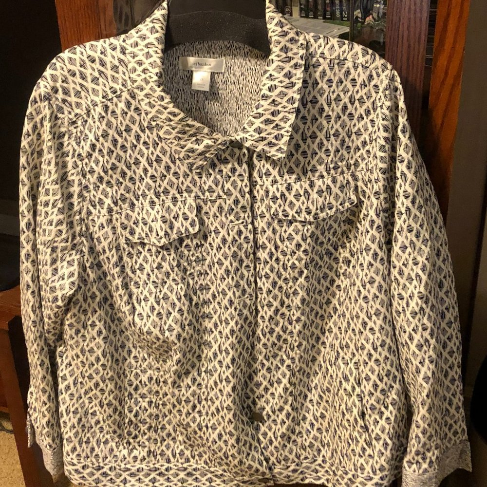 CJ Banks Black and White Denim jean jacket